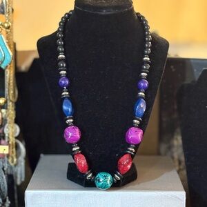 Colorful Vintage Beaded Necklace Circa 1980s